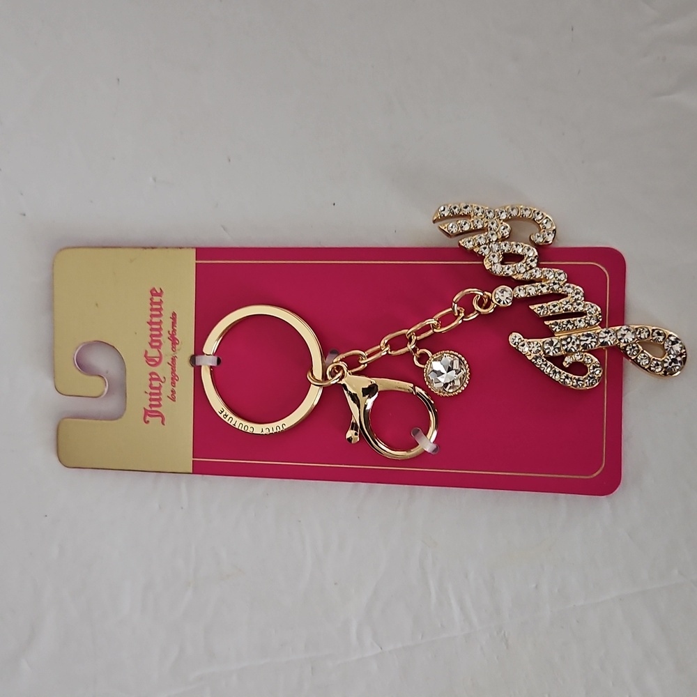 Juicy Couture NWT Logo Chrystal Charm Keychain